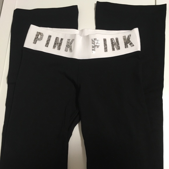 🆕VICTORIA’S SECRET PINK - BLACK BLING YOGA PANTS - Picture 4 of 11